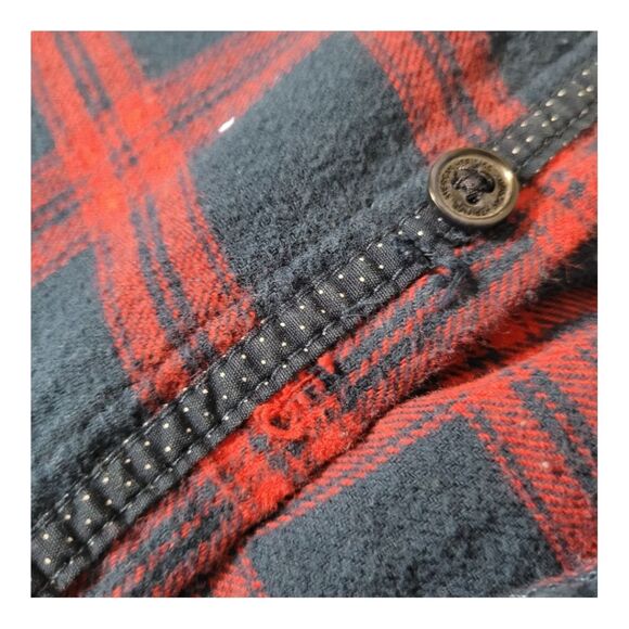 American Heritage Dawson and Brooks Slim Fit Red Plaid Flannel Shirt Men's L - Picture 9 of 12